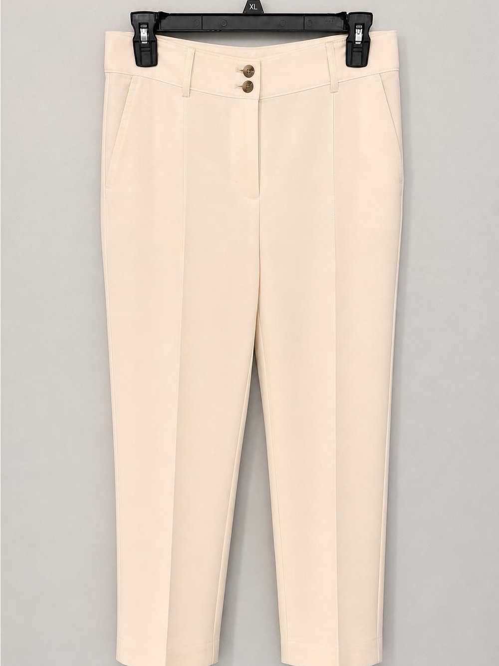 LOFT Cream Straight-Leg Cropped Dress Pants